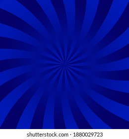 Blue spiral rays in retro style. Wave effect. Blue abstract background. Christmas vector illustration. Stock image.
