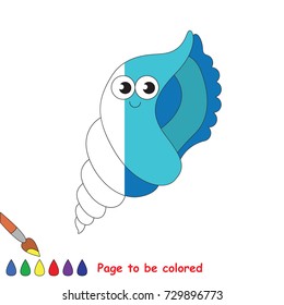Blue Spiral Seashell, the coloring book to educate preschool kids with easy gaming level, the kid educational game to color the colorless half by sample.