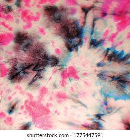 Blue Spiral Tie Dye. Spiral Multi Hippie. Vector Dyed Print. Dirty Blue Pattern. Hippie Spiral Swirl. Pink Swirl Watercolour. Psychedelic Hippie Boho. Circle Colorful Print. Vector Old Background