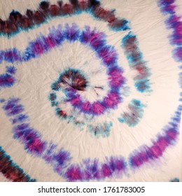 Blue Spiral Tie Dye. Vector Dyed Print. Colorful Tiedye Boho. Pink Swirl Watercolour. Brush Stripe Pattern. Circle Spiral Swirl. Spiral White Hippie. Hippie Colorful Batik. Spiral 1960 Background