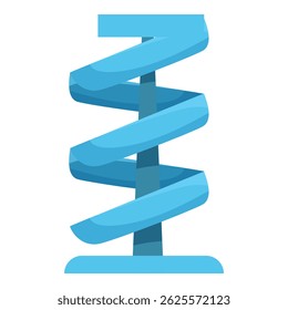 Blue spiral water slide standing tall, ready for summer fun