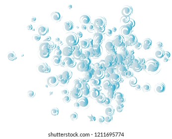 Blue spirals confetti chaotic texture. Scattered swirls abstract vector design. Streamer splash illustration. Serpentine confetti pattern