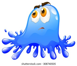Blauer Splash mit unsicherem Gesichtsausdruck