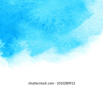 Blue splash vector hand drawn watercolor liquid card. Abstract aquarelle wash brush paint paper texture cold color art background for wallpaper, cover, design, illustration