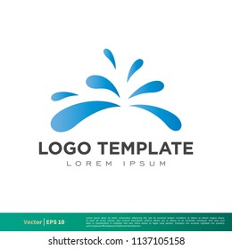 Blue Splash Water Icon Vector Logo Template