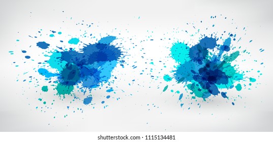 Blue splashes background.Abstract splatters banner.Vector illustration.