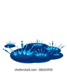 blue splashes of drops, isolated on white background