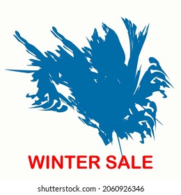Blue splashes on white background in grunge style - art, vector. Winter sale. Christmas sale. Christmas sale.