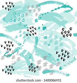 Blue splashes of paint geometric seamless background