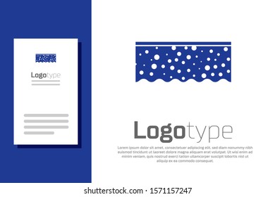 Blue Sponge with bubbles icon isolated on white background. Wisp of bast for washing dishes. Cleaning service logo. Logo design template element. Vector Illustration