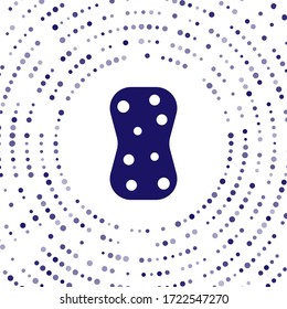 Blue Sponge with bubbles icon isolated on white background. Wisp of bast for washing dishes. Cleaning service logo. Abstract circle random dots. Vector Illustration