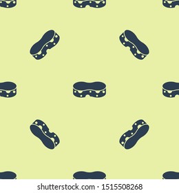 Blue Sponge icon isolated seamless pattern on yellow background. Wisp of bast for washing dishes. Cleaning service concept.  Vector Illustration