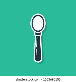 Blue Spoon icon isolated on green background. Cooking utensil. Cutlery sign.  Vector Illustration
