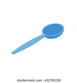Blue Spoon isolated isometry. Cutlery on white background