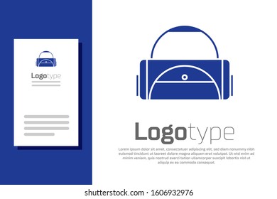 Blue Sport bag icon isolated on white background. Logo design template element. Vector Illustration