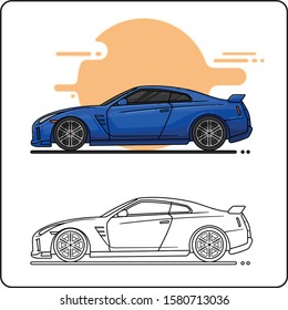 BLUE SPORT CAR EASY EDITABLE