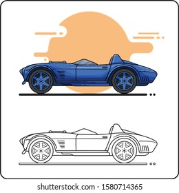 blue sport car easy editable