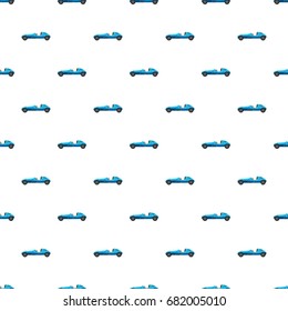 Blue sport car side view pattern seamless repeat in cartoon style vector illustration
