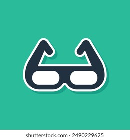 Blue Sport cycling sunglasses icon isolated on green background. Sport glasses icon.  Vector