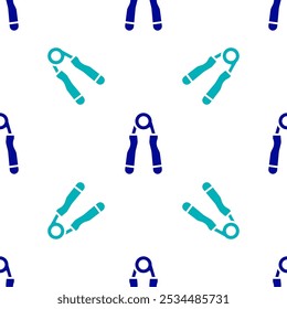 Blue Sport expander icon isolated seamless pattern on white background. Sport equipment.  Vector