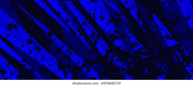 blue sport, game, car warp abstract background with sharp geometric shapes and splash Vector illustration