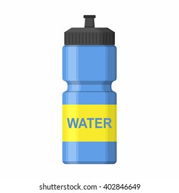 Blue Sport icon bottle for water icon in flat style isolated on white background. Sipper vector