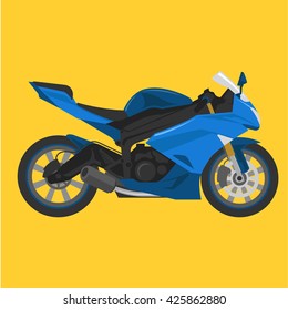 Blue sport race motorbike in vector 