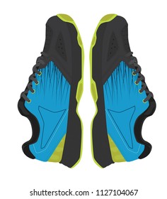Blue sport shoes for running. Tennis shoes. Kids shoes. 