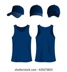 Blue sport top and cap vector set