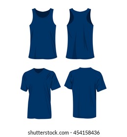 Blue sport top and t-shirt isolated vector set