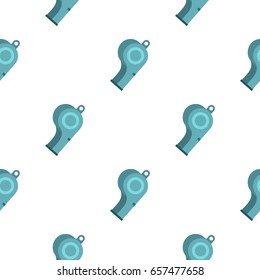 Blue sport whistle pattern seamless background in flat style repeat vector illustration