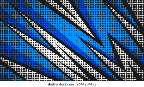 blue sports background with sharp lines and halftone texture design for racing theme design, sports jersey design	