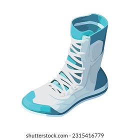 Blue sports boot with shoelace for exercising icon isolated