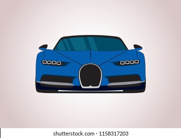 blue sports car. Buggati Chiron..