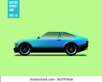 Blue sports car coupe, vector illustration