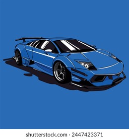 A Blue Sports Car Illustration and Vector. This image perfect for race, automotive, motorsport and community content.