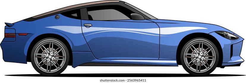 blue sports car with a modern design, featuring detailed alloy wheels and a streamlined body, highlighting its aerodynamic shape and stylish appearance