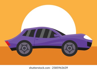 Blue sports car side view vector icon