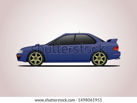 Blue sports car. Side view. Subaru Impreza. Stock photo © 