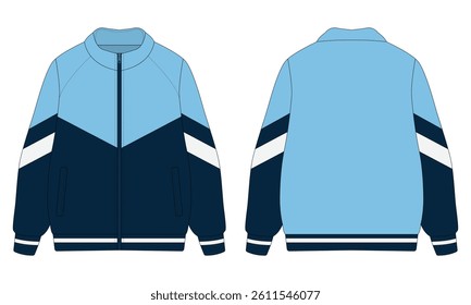Blue sports jacket mockup front and back view