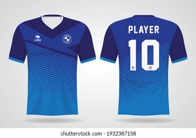 blue sports jersey template for team uniforms and Soccer t shirt design