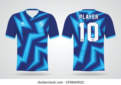 blue sports jersey template for team uniforms and Soccer t shirt design