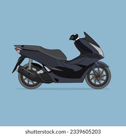 Blue sports motorbike. Scooters Matic Motor. City Bike Vector Design