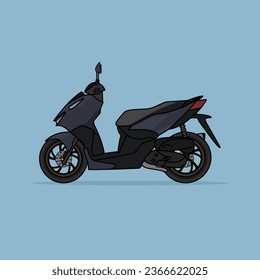 Blue sports motorbike. Scooters Matic Motor. City Bike Vector Design