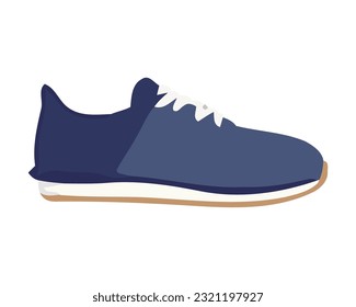 Blue sports shoe icon with shoelace design isolated