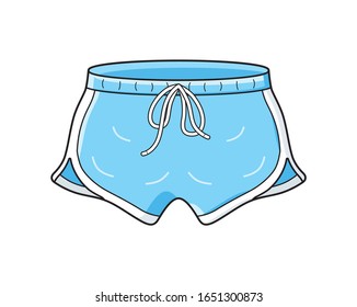 Blue sports shorts isolated cartoon vector