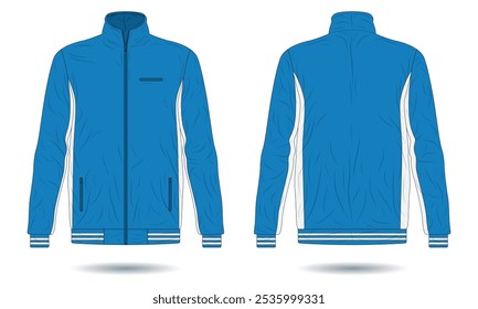 Blue sports training jacket mockup front and back view