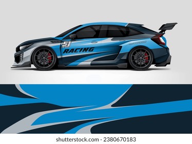 Blue sporty Racing Car wrap livery design