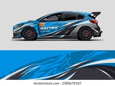 Blue sporty Racing Car wrap livery design