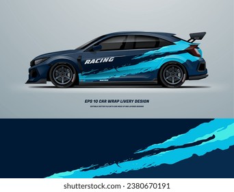 Blue sporty Racing Car wrap livery design